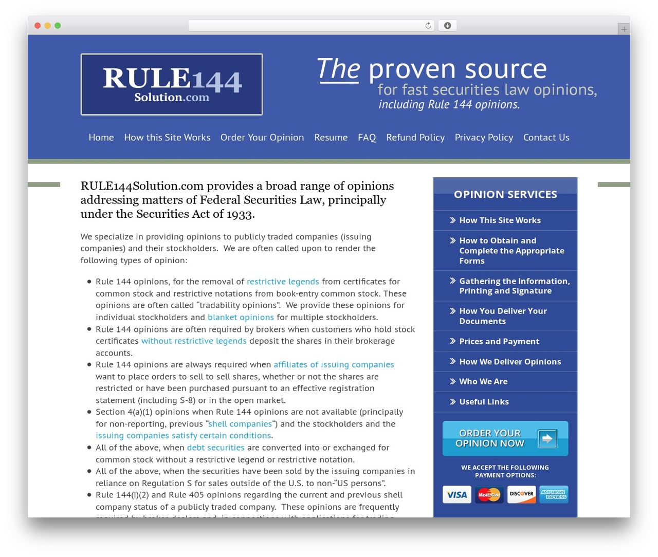 Rule 144 Solution WordPress theme - rule144solution.com