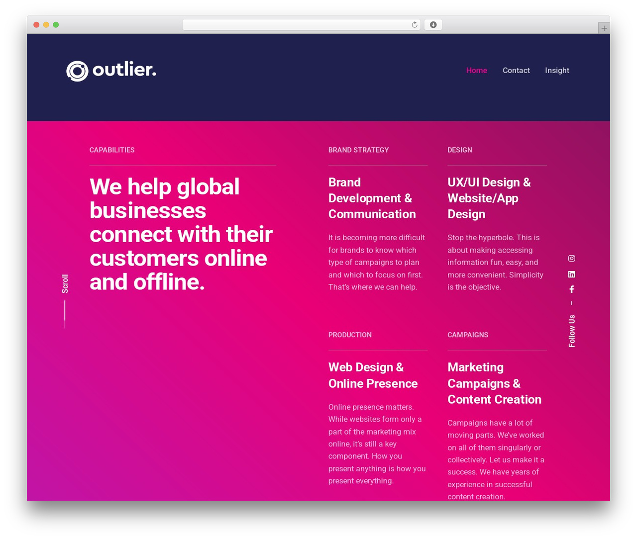 Ohio WordPress theme - outlier.ie
