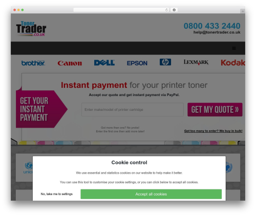Construct WordPress theme design - tonertrader.co.uk