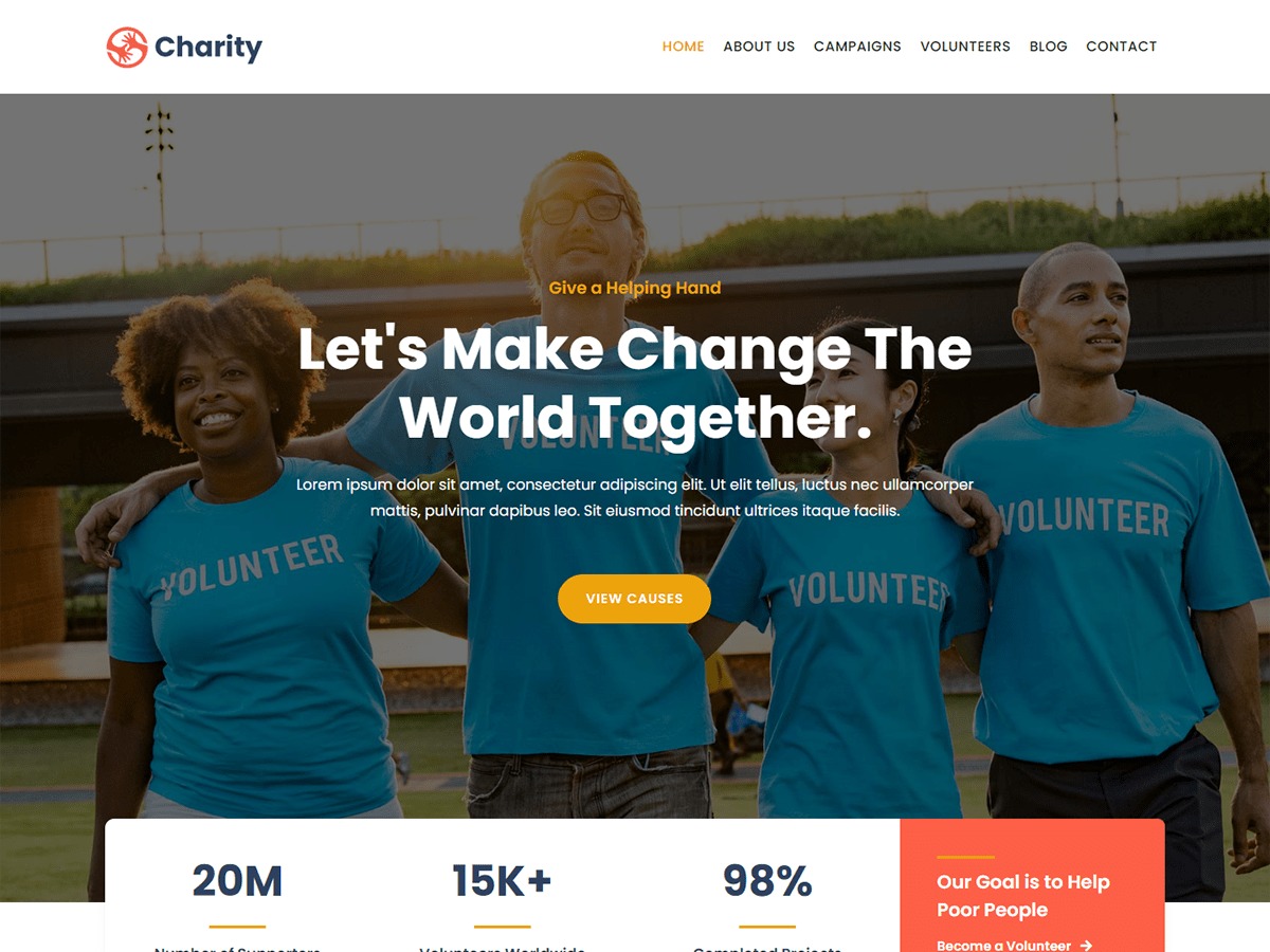 Kortez Charity WordPress blog template