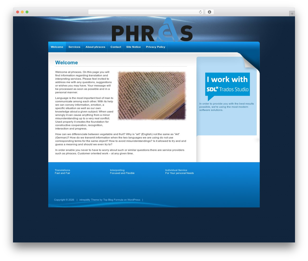 intrepidity WordPress theme - phraces.com