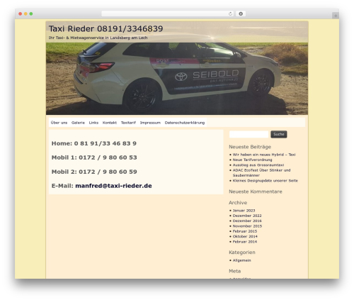 Orange WordPress website template - taxi-rieder.de