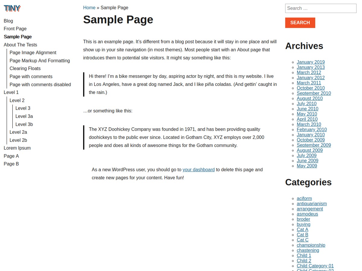 WordPress theme tiny