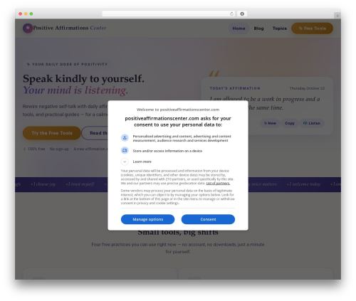 Ai WordPress plugin - positiveaffirmationscenter.com