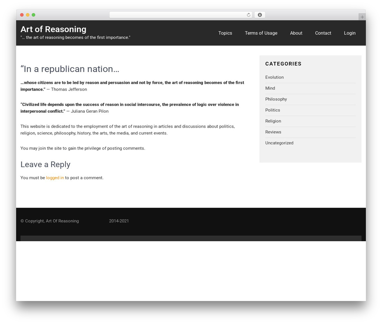 Theme WordPress Elevation Lite - artofreasoning.com Theme WordPress Elevation Lite - artofreasoning.com