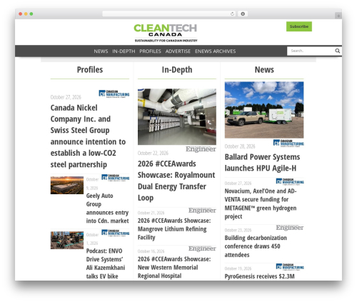 pubx WordPress theme - cleantechnology.ca