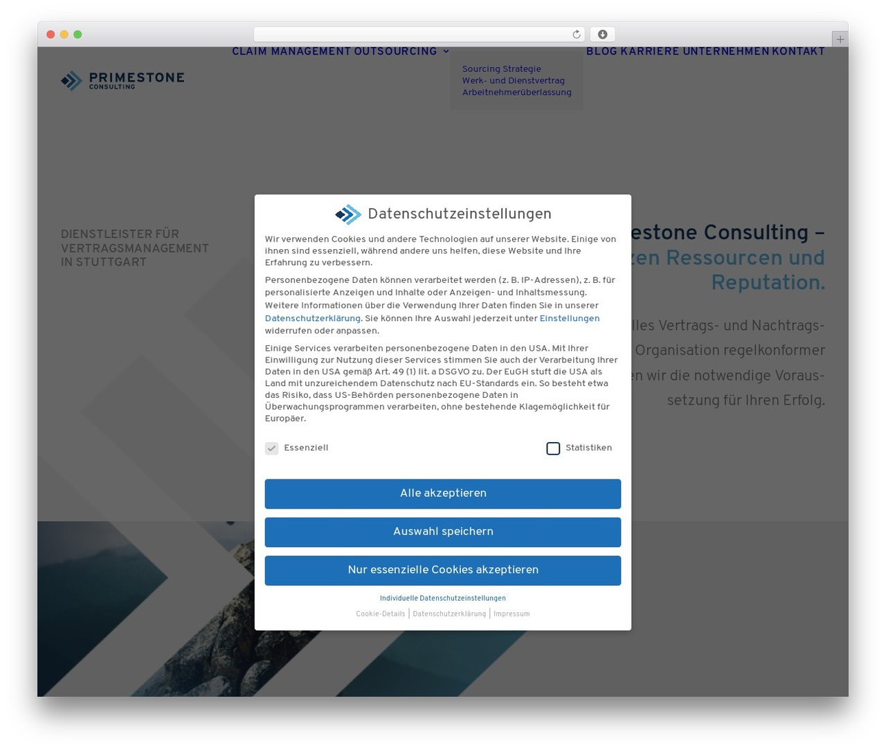 PSC WordPress theme design - primestone-consulting.com
