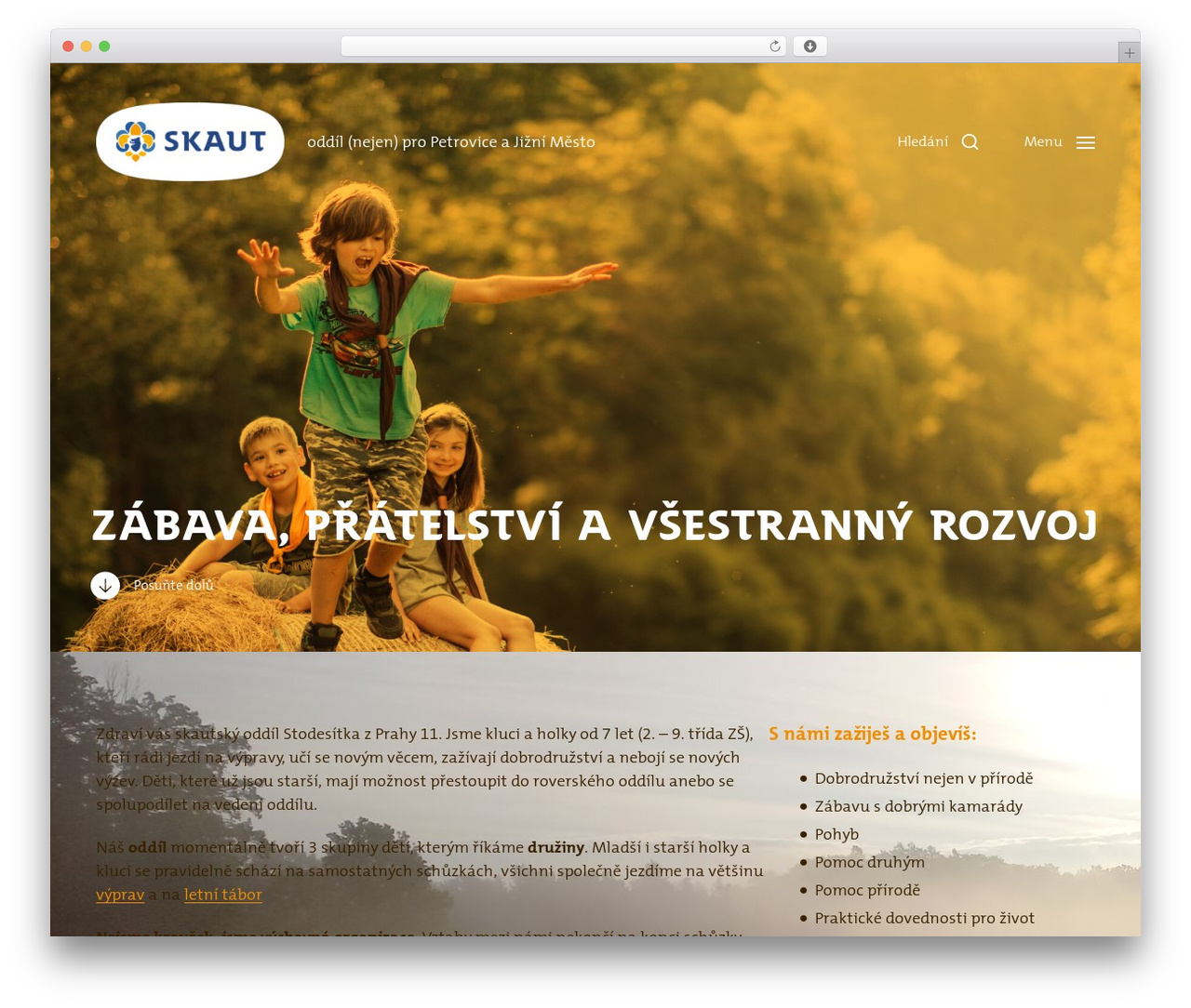 Theme WordPress Chaplin - stodesitka.skauting.cz