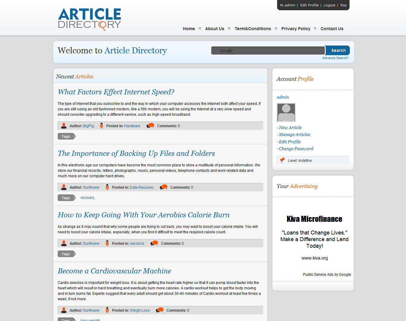 Article Directory Theme theme WordPress by the Dailywp team