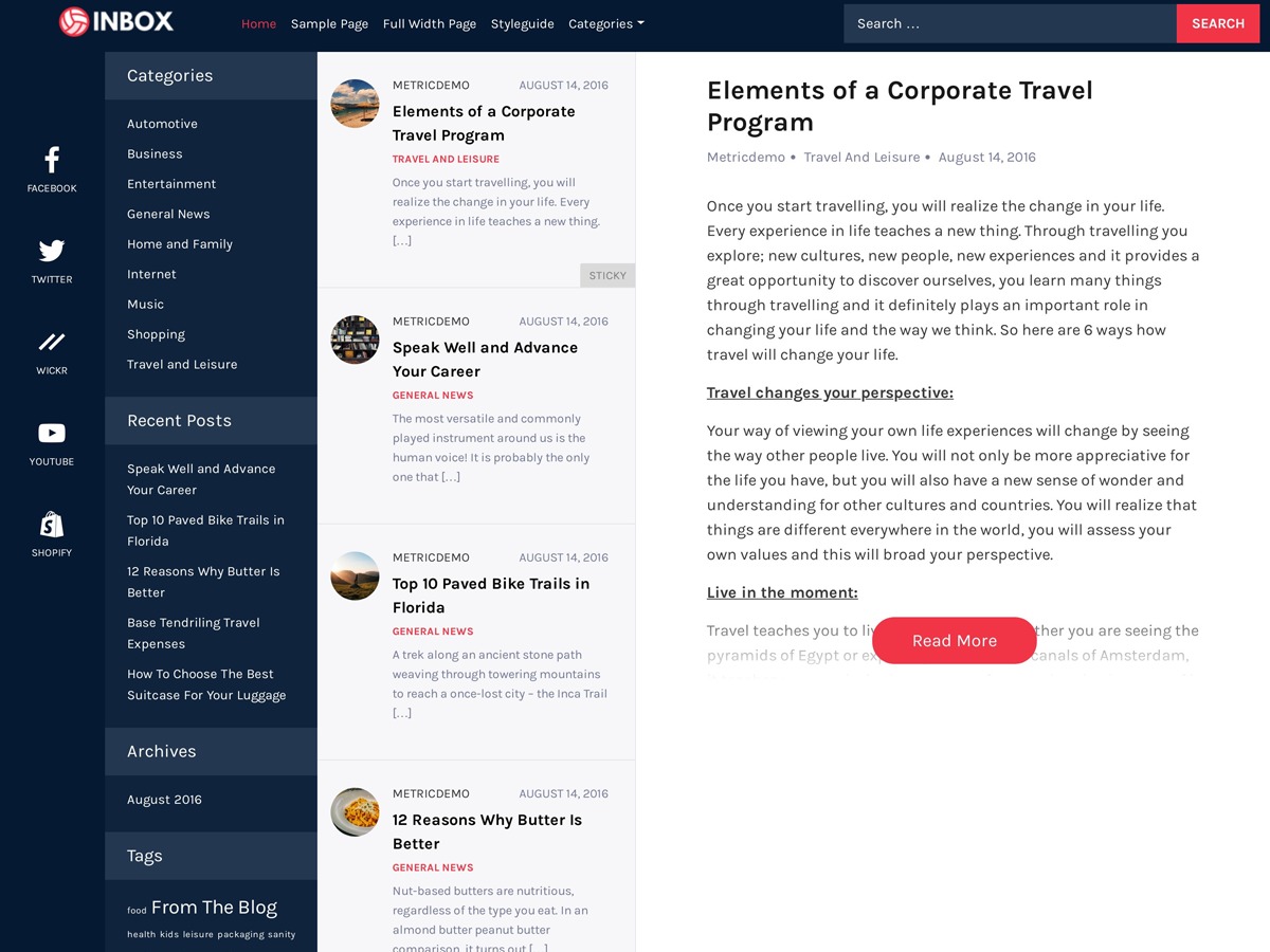 Inbox WordPress theme by MetricThemes