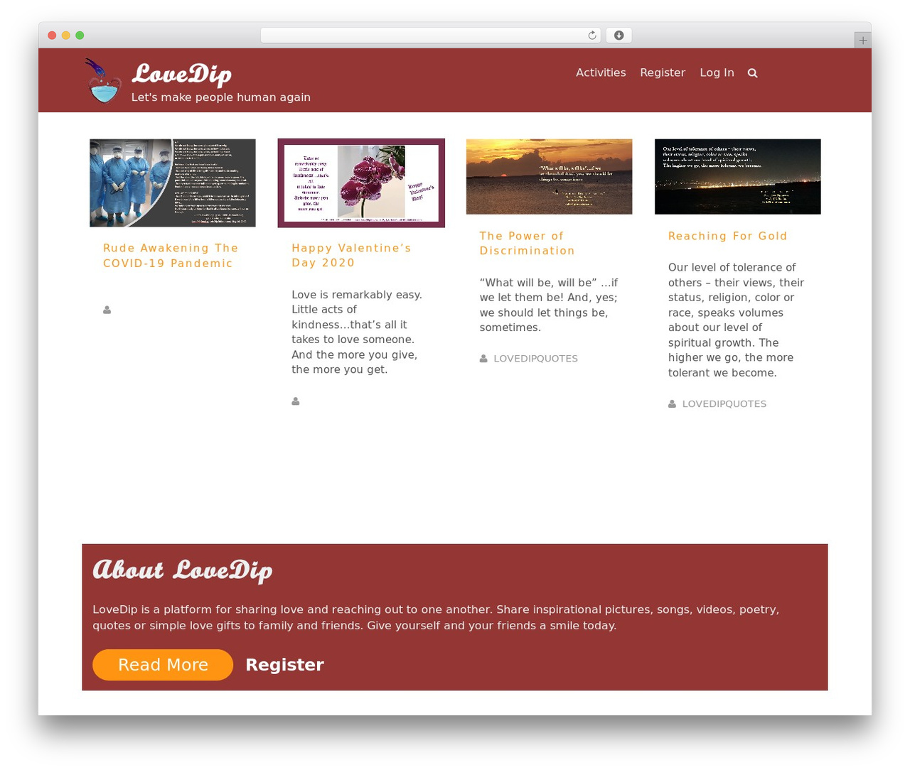 Klein WordPress theme - letsdip-inlove.com