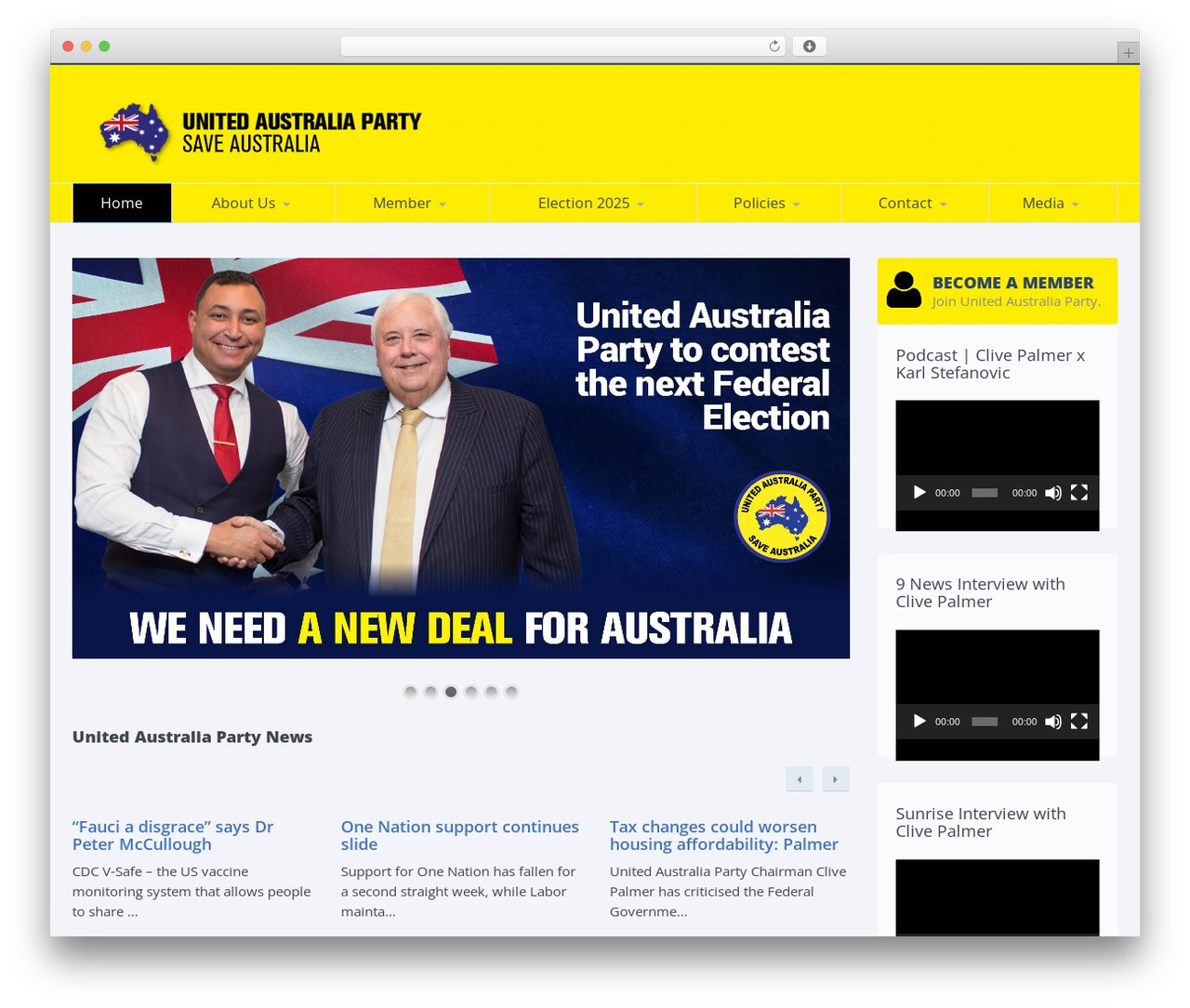 Candidate WordPress theme - www.unitedaustraliaparty.org.au