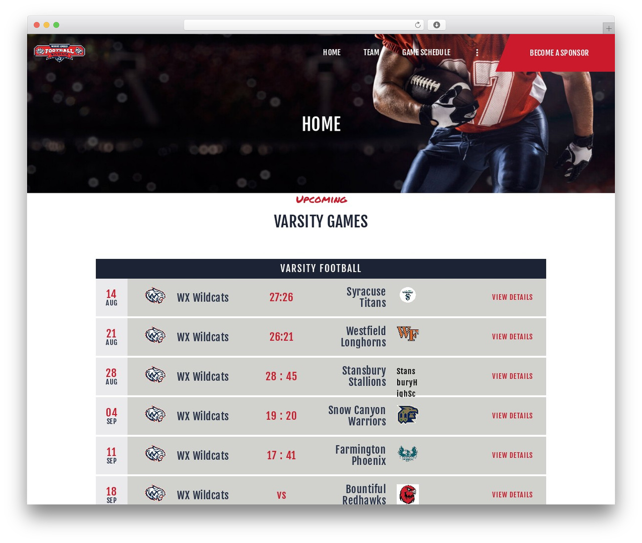Conquerors theme WordPress - wxfootball.com