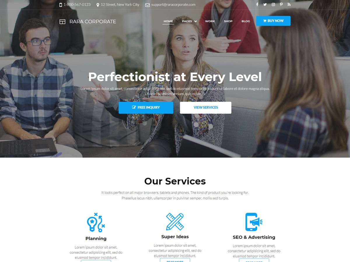 Rara Business Pro best portfolio WordPress theme