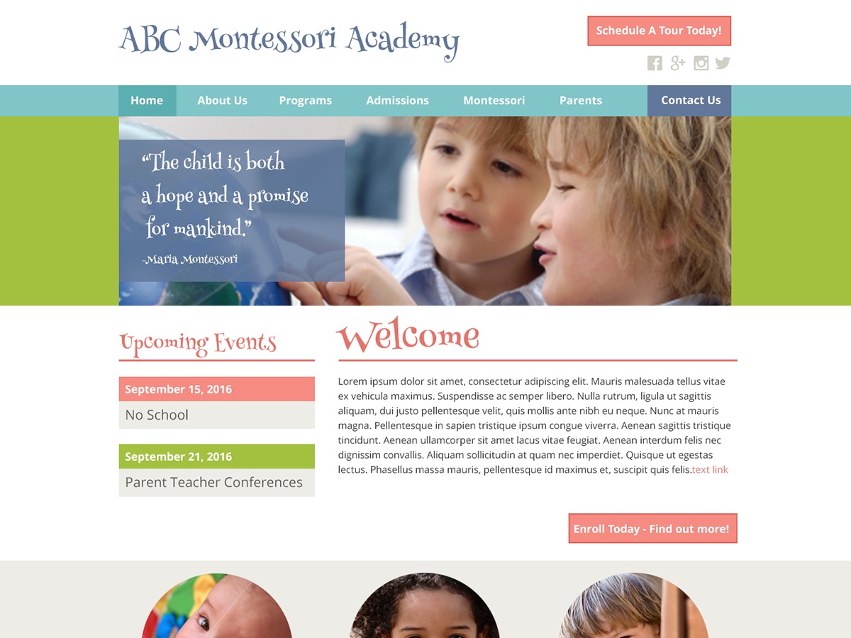 WordPress website theme Quick Launch #6 - Wright by Go Montessori