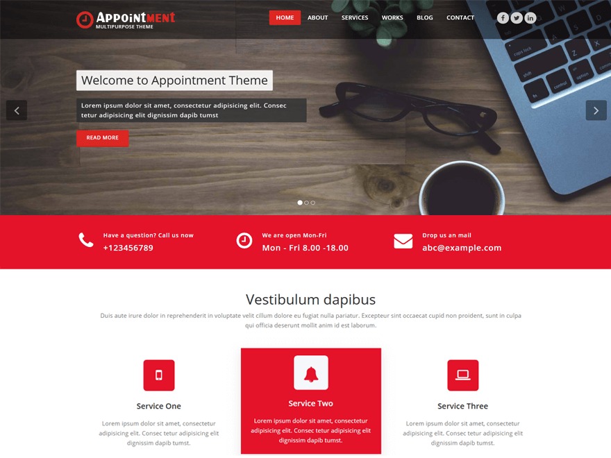 Appointment Red free WordPress theme