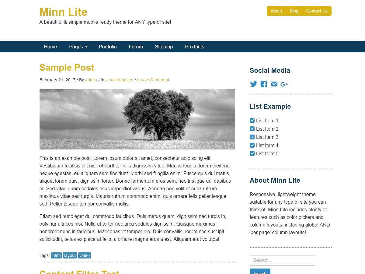 Minn Lite template WordPress free