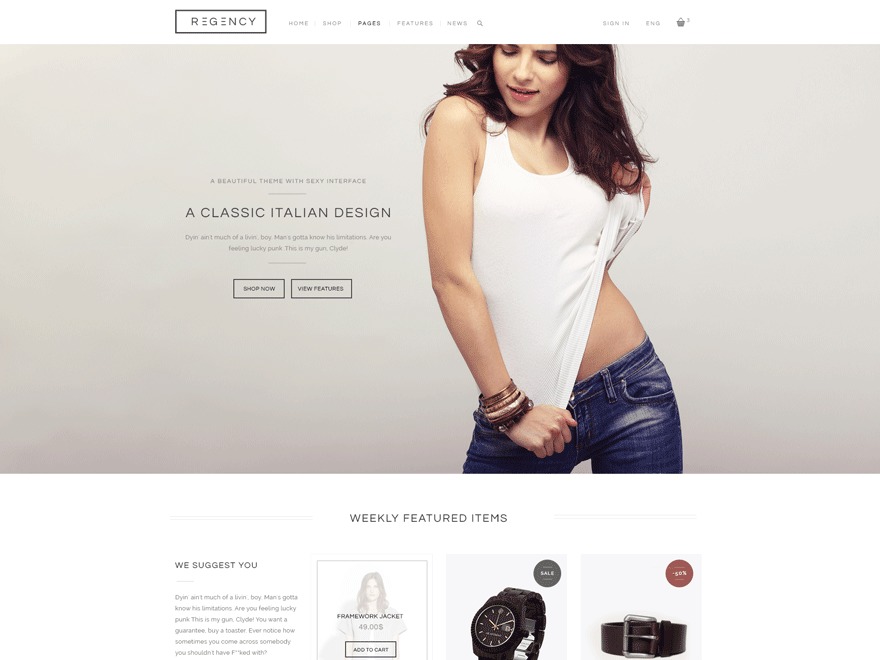 Regency WordPress store theme