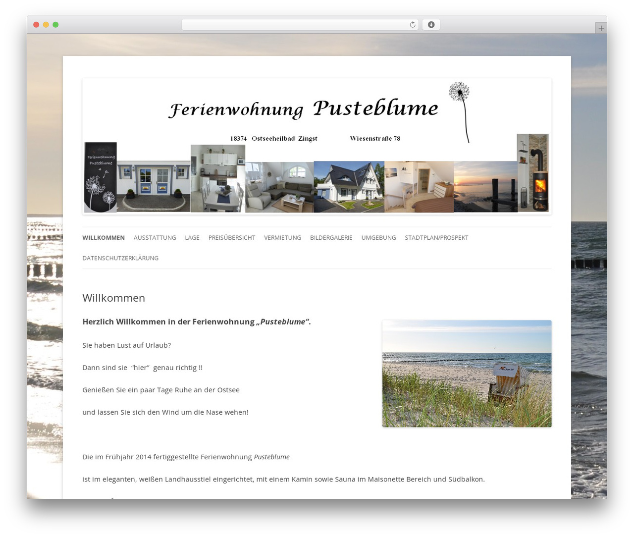 WordPress website template Pusteblume Theme - fewo-pusteblume.de