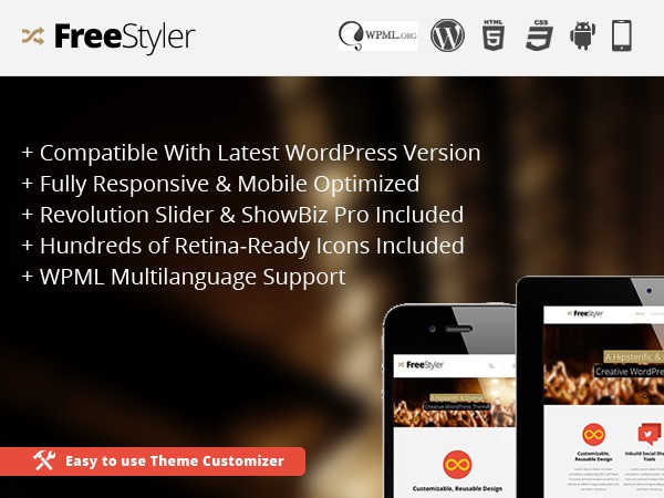 WP theme FreeStyler - Responsive Creative WordPress Theme by Damojo