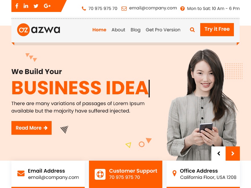 Azwa WordPress website template