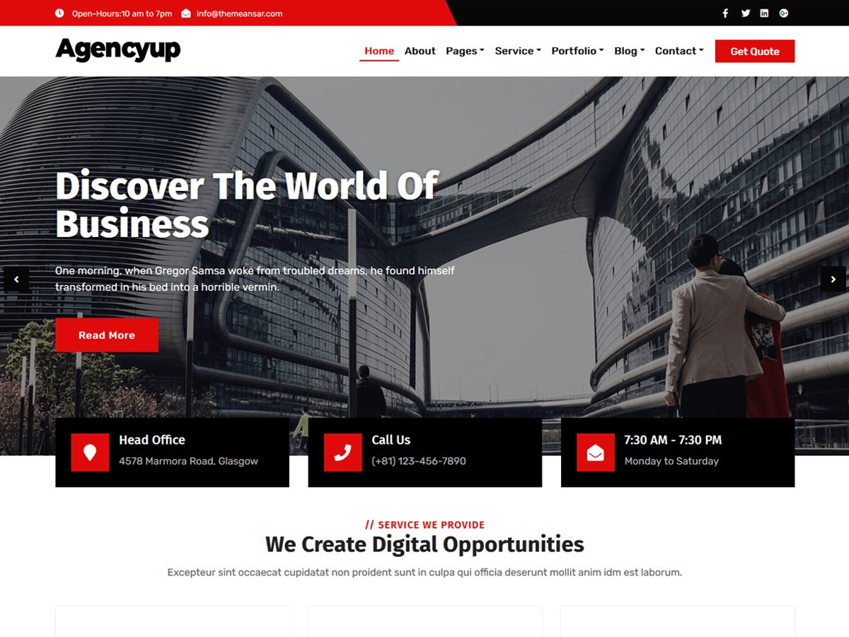 Agencyup WordPress template for business