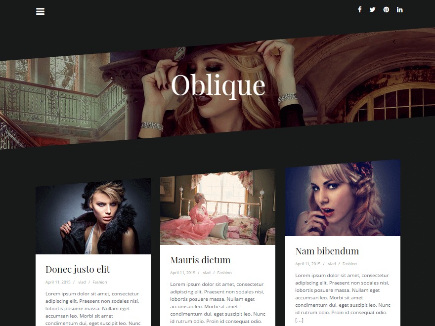 Oblique WordPress blog theme