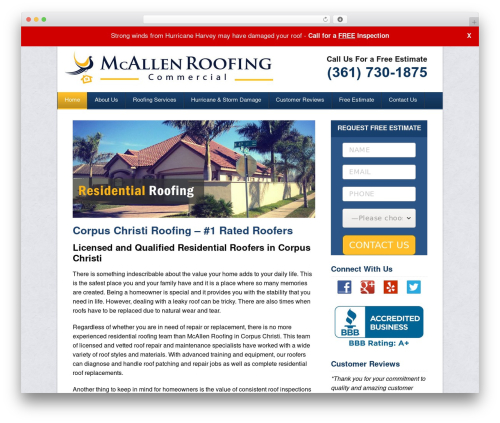 Catalyst theme WordPress - corpuschristi-roofers.com