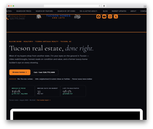 Hello Elementor real estate WordPress theme - tucsonhomesandlots.com