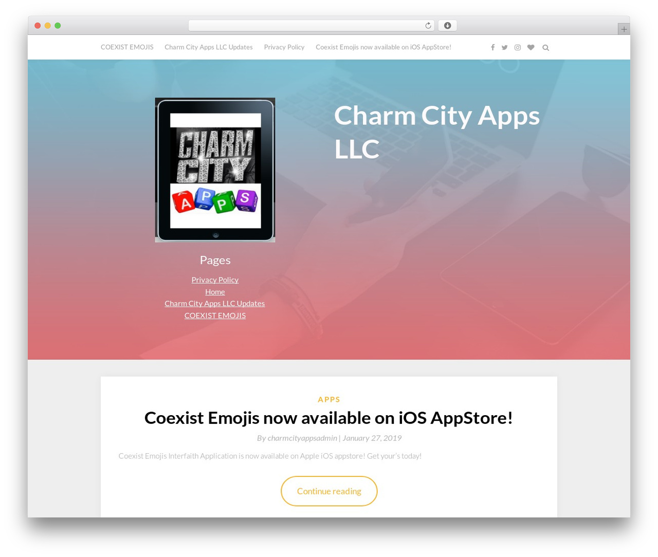 WordPress theme AppPage - charmcityapps.com