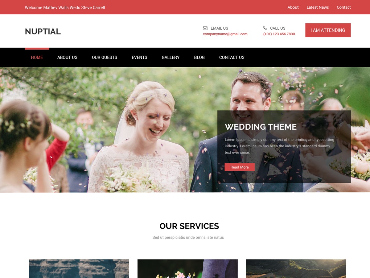 Nuptial Pro WordPress wedding theme