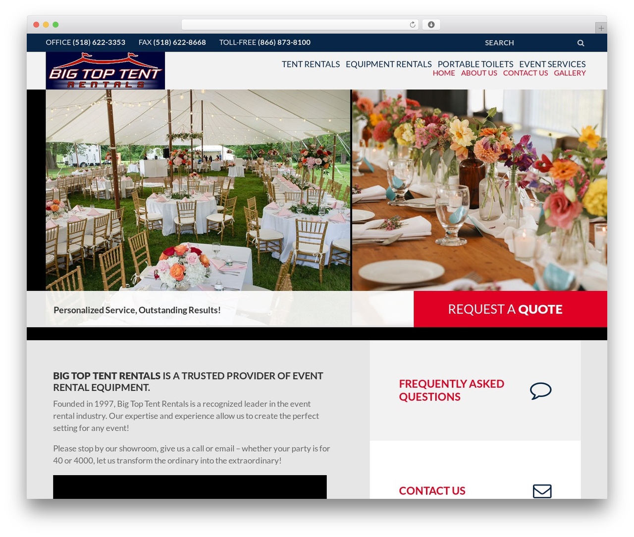Flat Bootstrap WordPress theme - bigtoptentrental.com