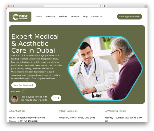 Dermal WordPress theme design - www.charmemedical.com