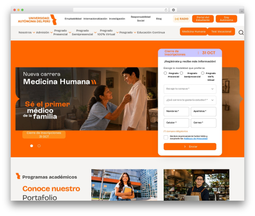 Proyecto Web WordPress theme design - www.autonoma.pe