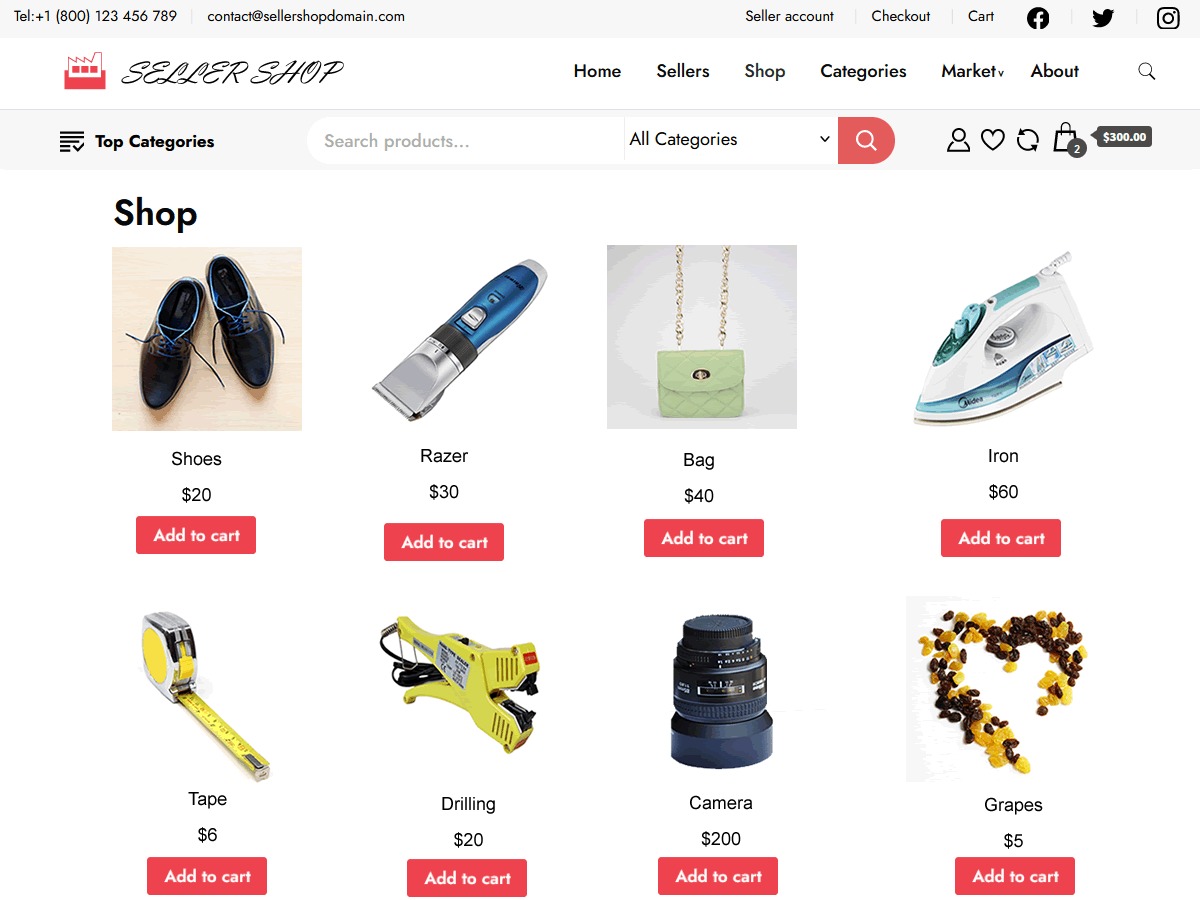 Seller Shop WordPress portfolio template
