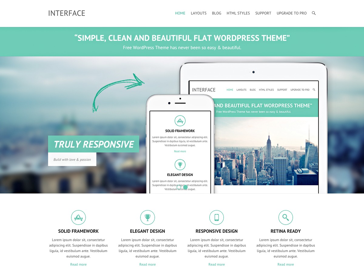 Interface theme WordPress