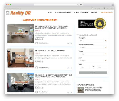 Real estate manager pro WordPress plugin - realitydr.sk