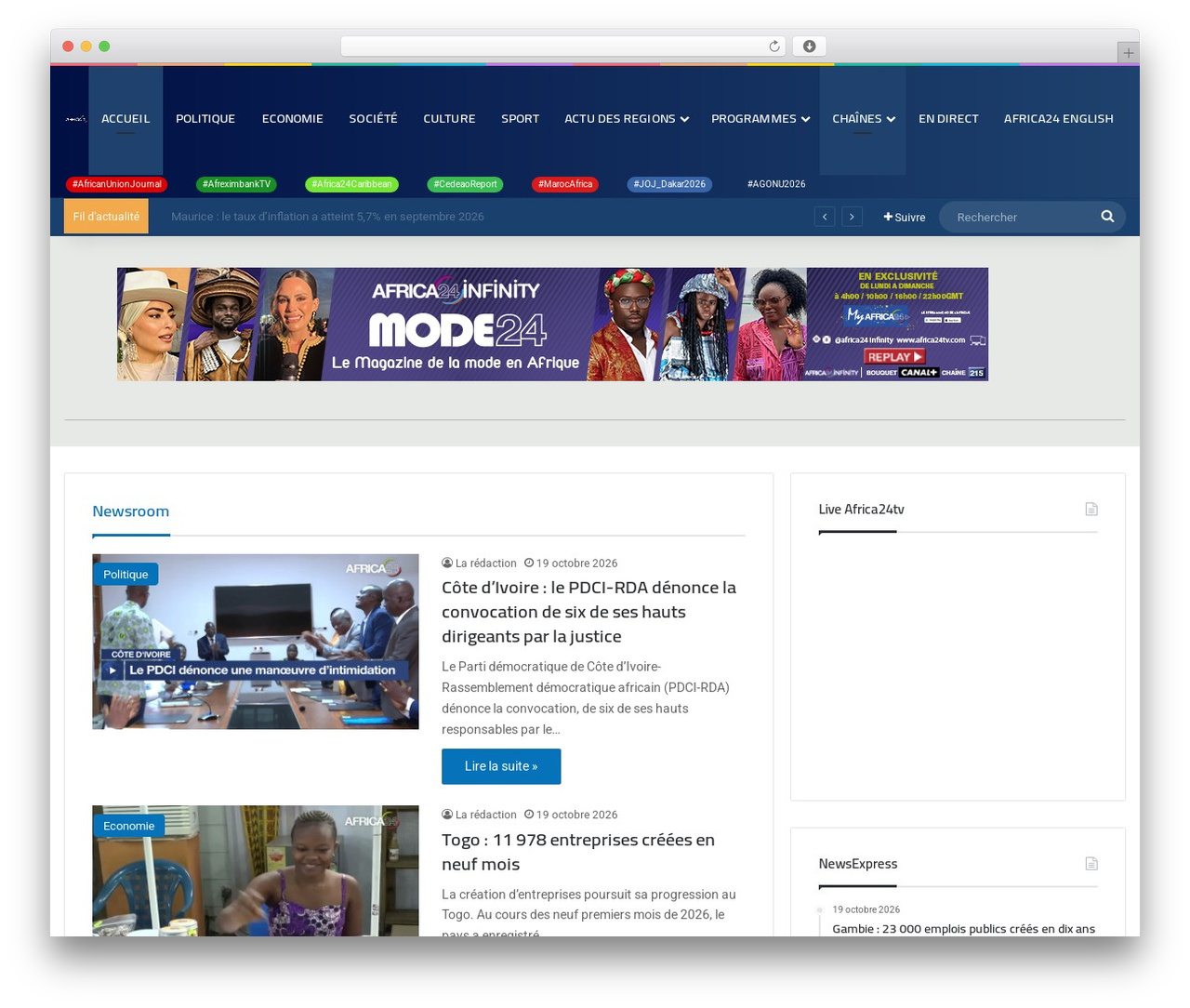 WordPress theme Jannah Child - africa24tv.com