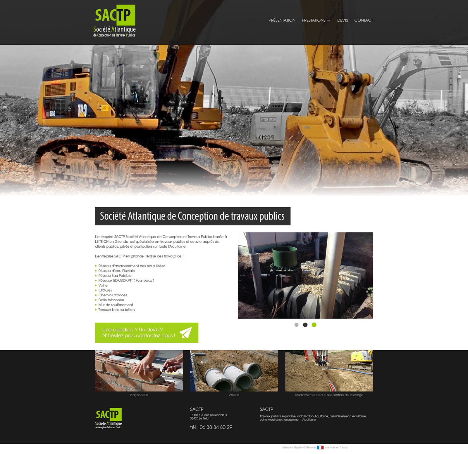 WordPress website theme SACTP by Jonathan Castera pour Groupe Gedone