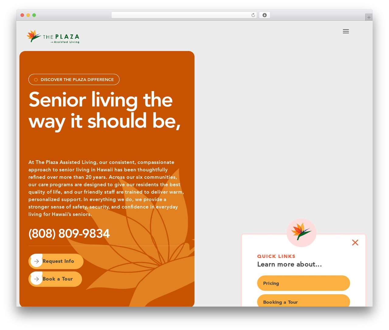 WordPress theme Eldcare - theplazaassistedliving.com
