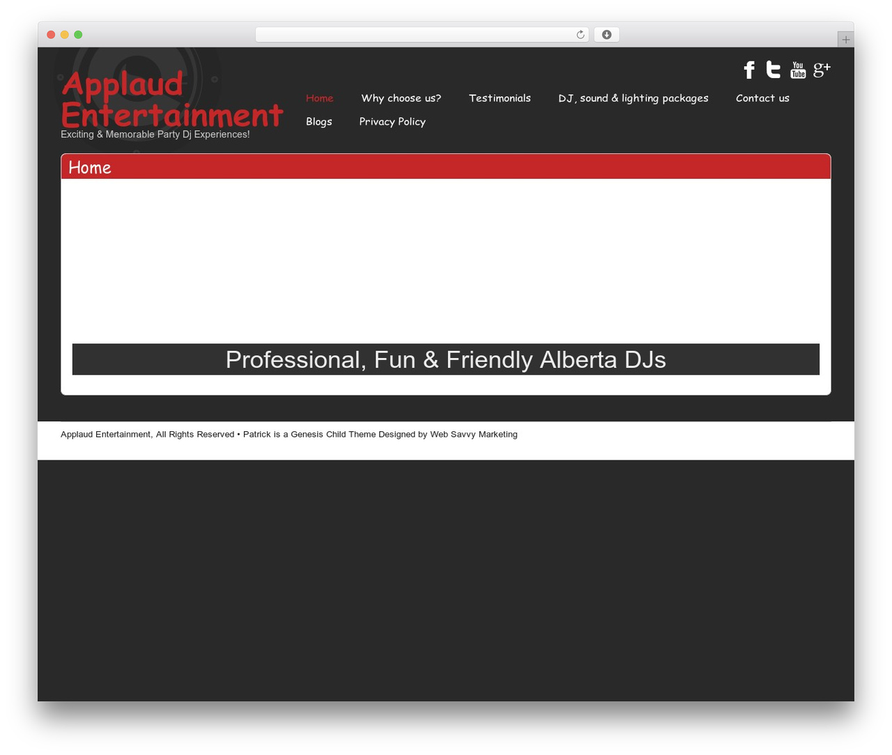 Patrick WordPress wedding theme - applaudentertainment.com