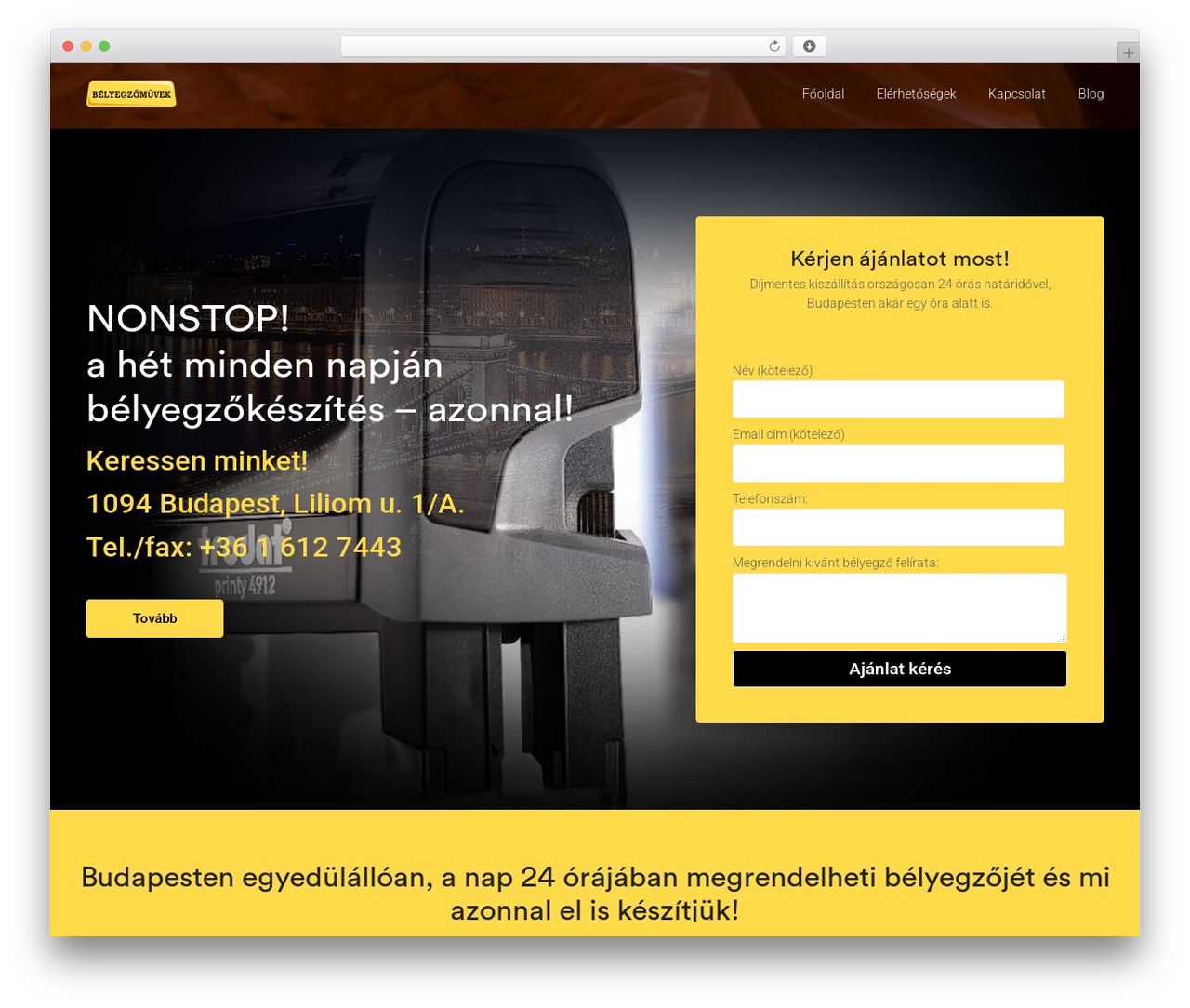 WordPress theme Webify - belyegzomuvek.hu