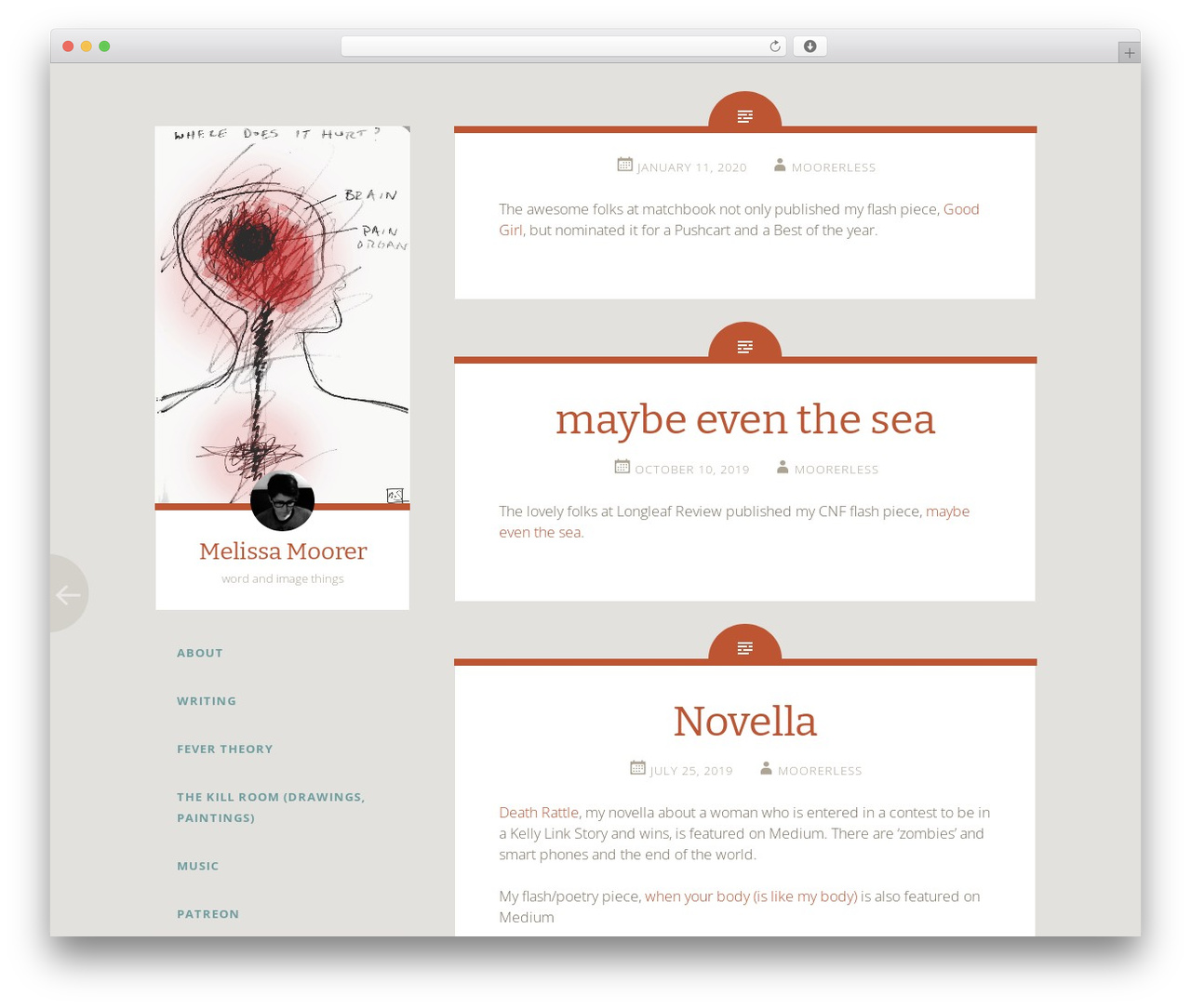 Fictive WordPress theme - melissamoorer.com