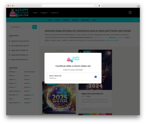 Anthemes shortcodes WordPress plugin - thehappybirthdaygif.com