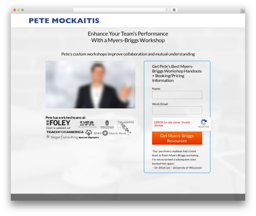 PETE WordPress theme - myersbriggsworkshop.com