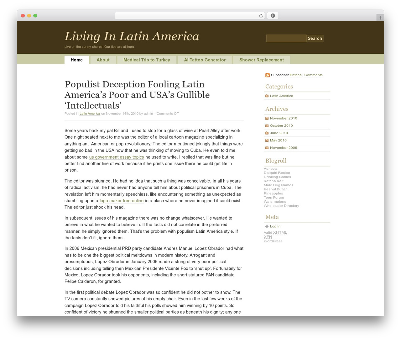 simpleX WordPress website theme - livinginlatinamerica.com simpleX WordPress website theme - livinginlatinamerica.com