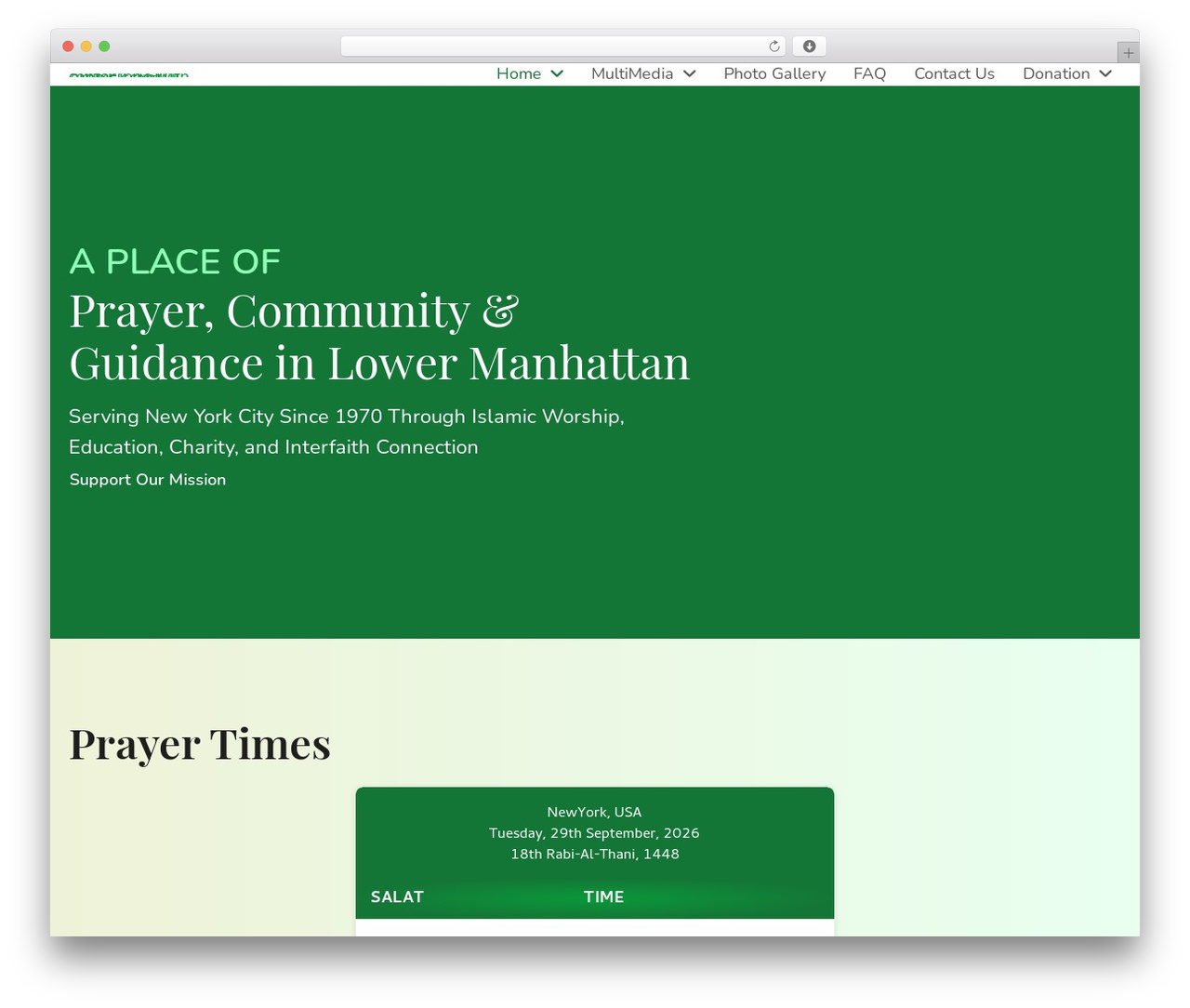 WordPress website theme Beaver Builder Theme - masjidmanhattan.com