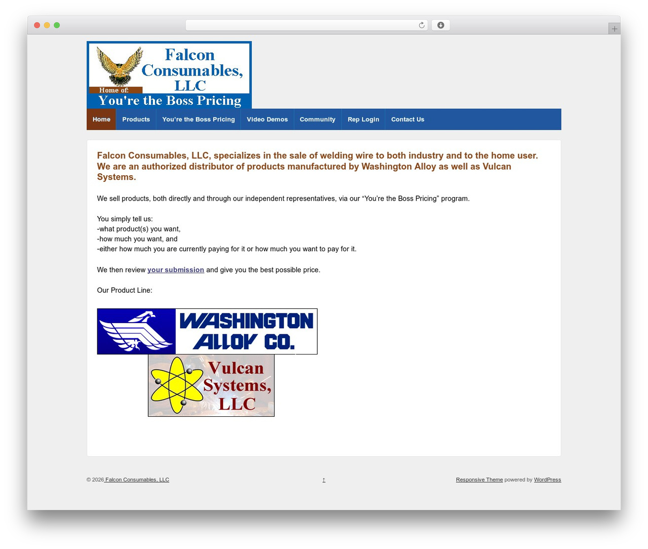 Responsive Pro WordPress theme - falcon-consumables.com
