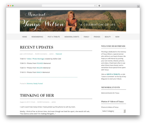 Vortex WordPress website theme - tanyawilsonmemorial.com