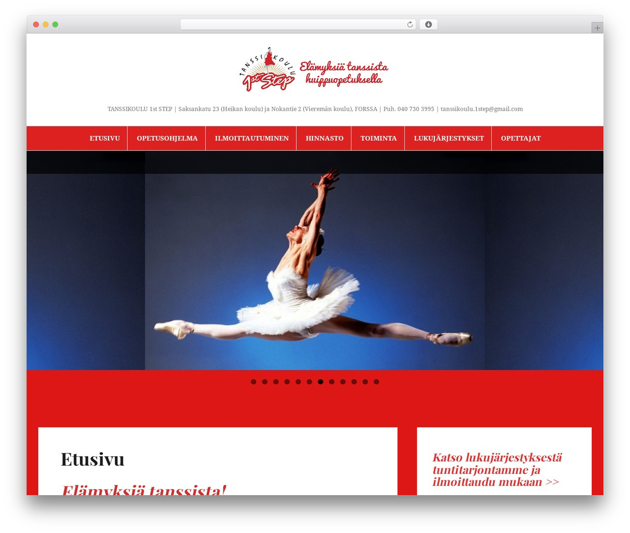 WordPress theme Amadeus - tanssikoulu1step.fi